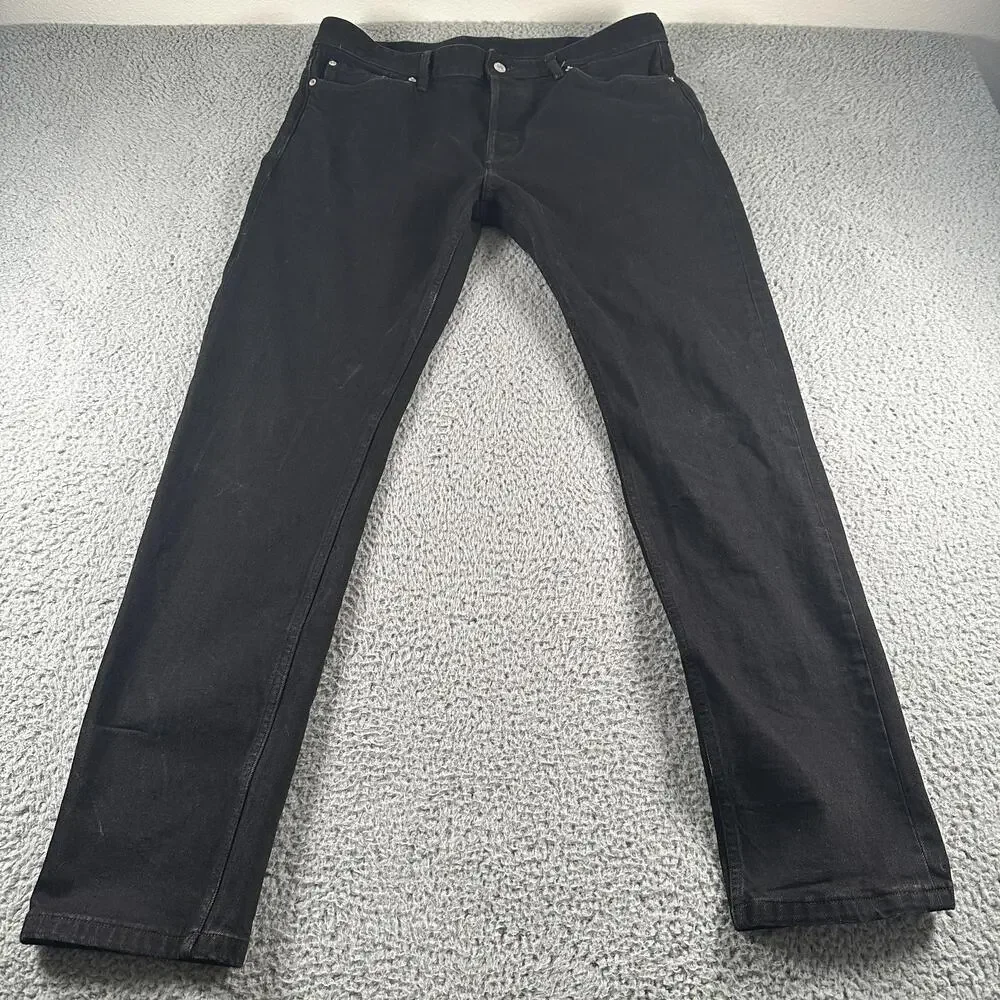 Buck Mason Ford Standard 13oz Jeans Mens 36x34 Black Slim Tapered Button Fly